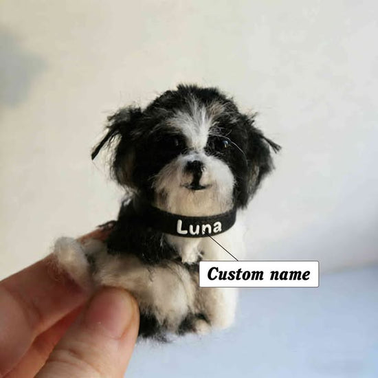 Personalized Needle Felted Dog Ornament with Name - Handmade Pet Keepsake for Dog Lovers